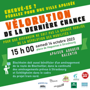 Affiche de la vélorution de la dernière chance, samedi 14 octobre à Bischheim